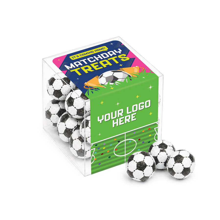 Matchday Treats - Clear Cube - Chocolate Footballs