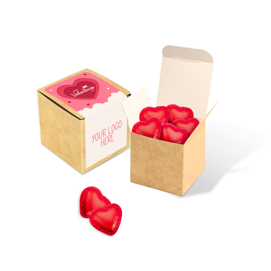 Valentines - Eco Kraft Cube - Red Foiled Hearts
