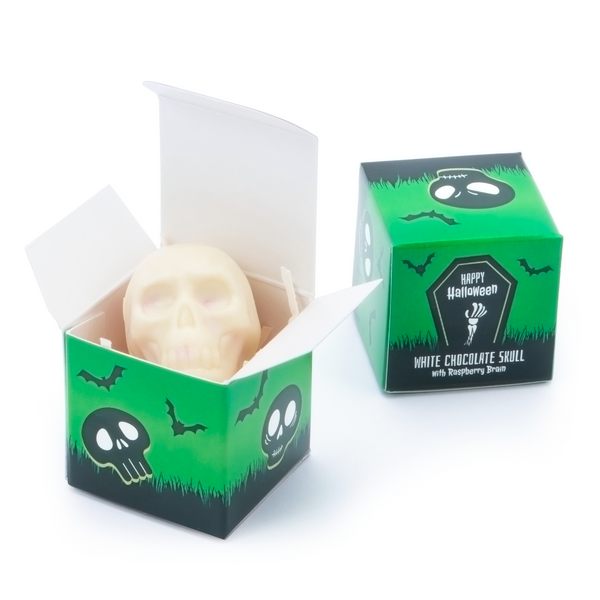 Halloween - Eco Mini Cube - White Chocolate Skulls - x1